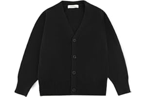 chickiddos Unisex Uniform Cardigan for Girls Boys, Button Down V-Neck Long Sleeve Cotton Sweaters for 5-14Y