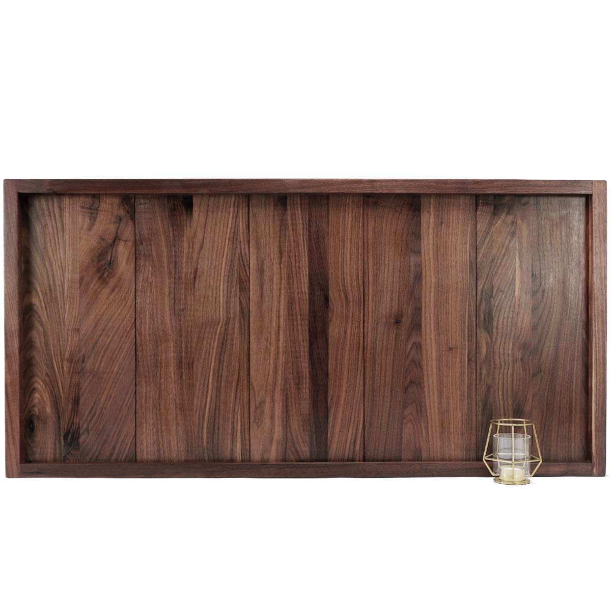 Photo 1 of *Scratches from use* MAGIGO 40 x 20 Inches Extra Large Extra Long Rectangle Black Walnut Wood Ottoman Tray, Serve Tea, Coffee Classic Wooden Decorative Walnut Serving Tray