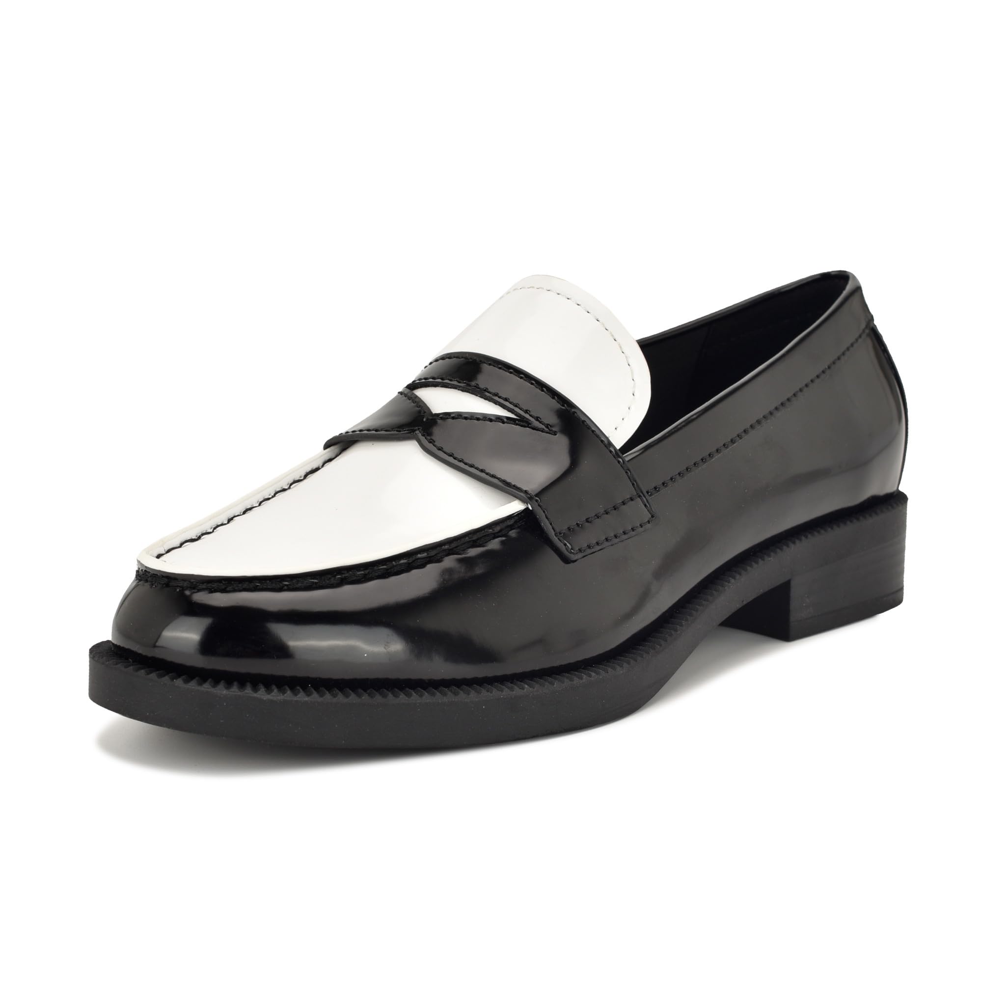 Nine West Women’s Berg Loafer, Black/White Patent 003, 10