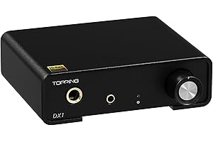 KGUSS Topping DX1 Mini Stereo DAC Headphone Amplifier Combo - 280mW x2 Powerful Output Two-Stage GAIN Switch USB Chargable Discrete LNRD AK4493S XU208 384kHz/32bit Native DSD256 HiFi Home Audio (Black)