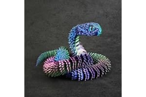 TITIC 3D Printed Snake Animals Toys, Articulated Flexible 3D Printed Viper Fidget Toy, Realistic Slithering Design, Home Office Executive Desk Decor (Illusionary, 12 in)