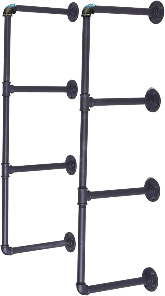 LOKKHAN 4Tier DIY Industrial Pipe Shelf Kit Hanging Bookshelf for Wall