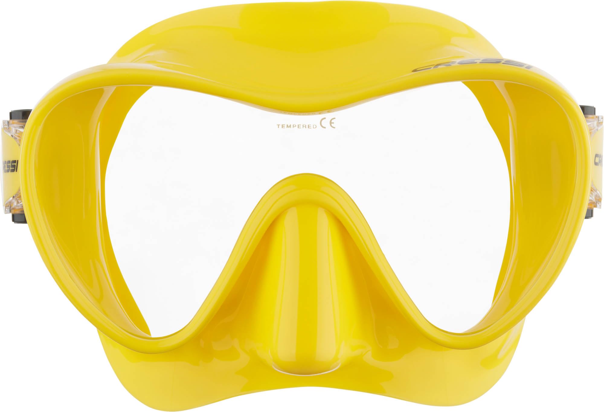 Cressi F1 Frameless Diving Mask - Anti-Fog Tempered Lens - Snorkel Mask For Adults & Scuba Diving - Micrometric Buckles Fit - Yellow - One Size — image 1