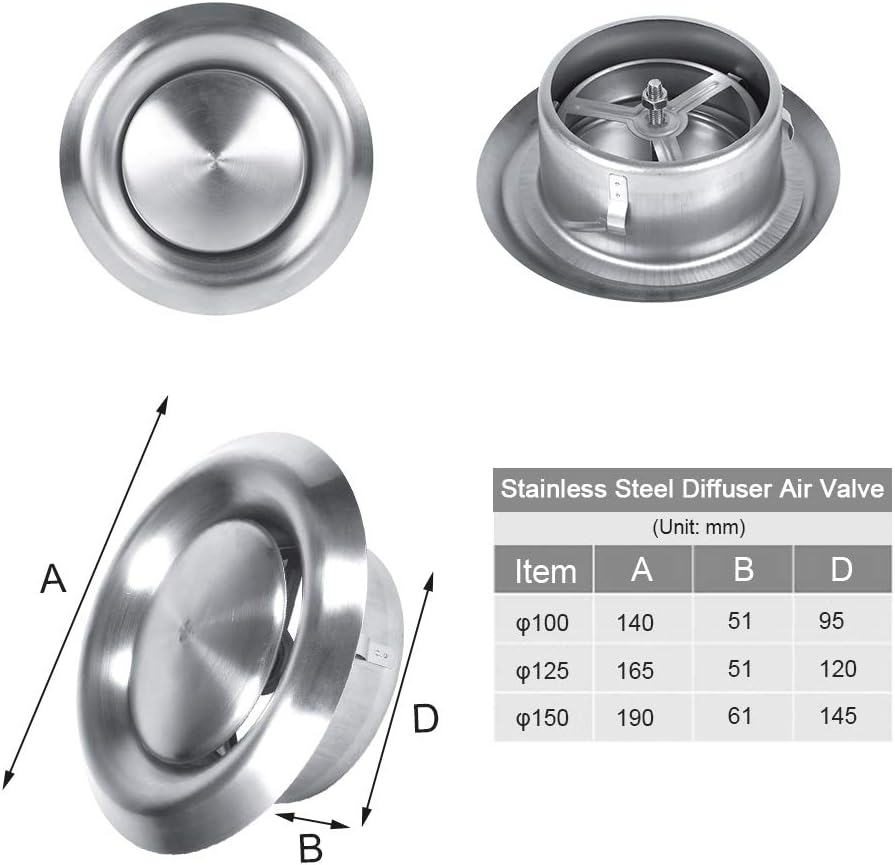 Stainless Steel Round Air Vent Grill Cover Ventilation Duct Cover Home Wall Ceiling Diffuser Exhaust Supply for Bathroom Office Kit - Image 4