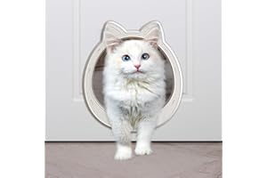Classicmacher Large Cat Door, Cat Door Interior Door, No Flap Cat Door, Easy to Install, Strong Pet Door for Cat, No Training, Up to 22 LBS, White
