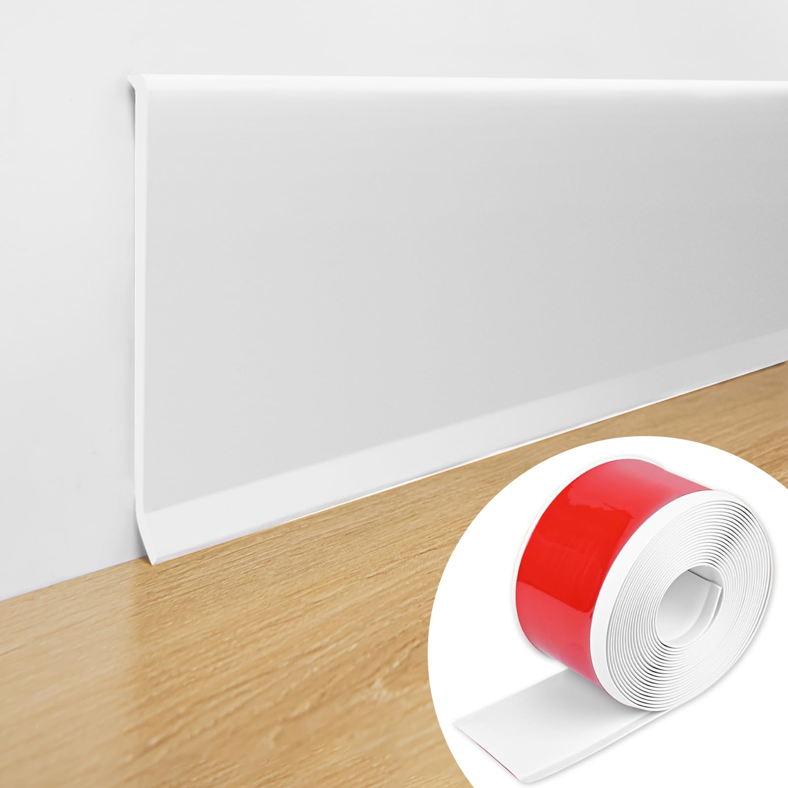 Art3d Flexible Wall Baseboard Molding Trim, 4 Inch x 20 Feet Peel and Stick Vinyl Wall Base Trim, White