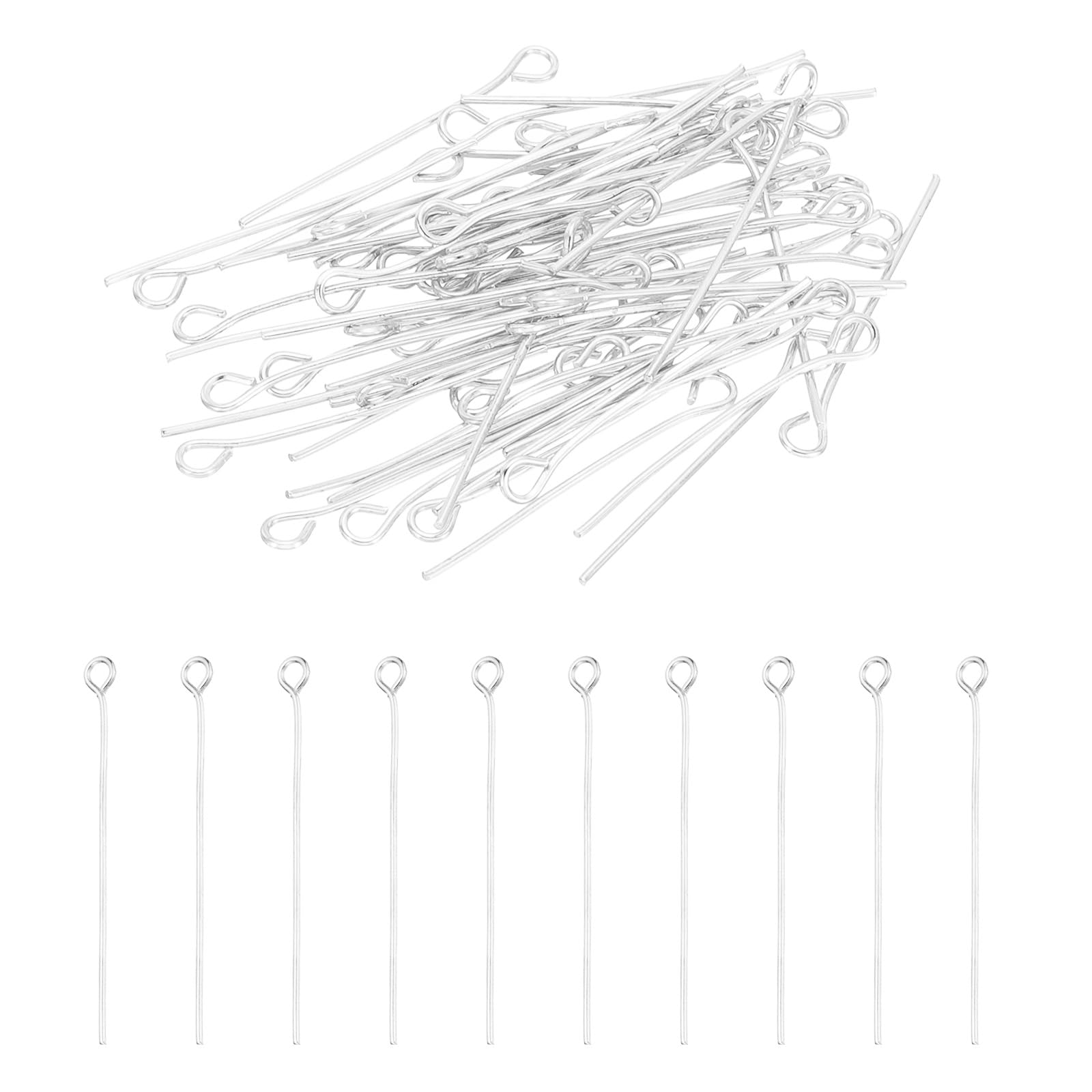 PATIKIL 25mm Open Eye Pins, 400Pcs 21 Gauge Metal Head Pins Needles Eye Pins for Jewelry Making Findings Earring Necklace Bracelet DIY Crafts, Silver Tone