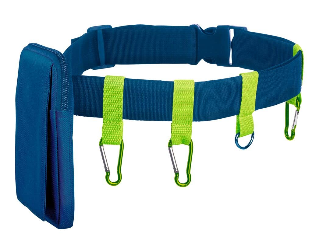 moses Outdoor Belt Expedition Natural Strap with Bag and Carabiners, Perfect for Camping Belt Bag, Torch, Compass & Co, Blue, Plain