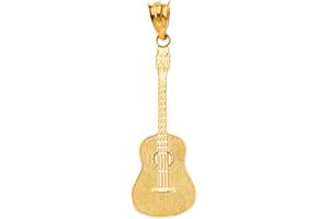 CLADDAGH GOLD Certified 10k Yellow Gold Acoustic Guitar Music Charm Pendant