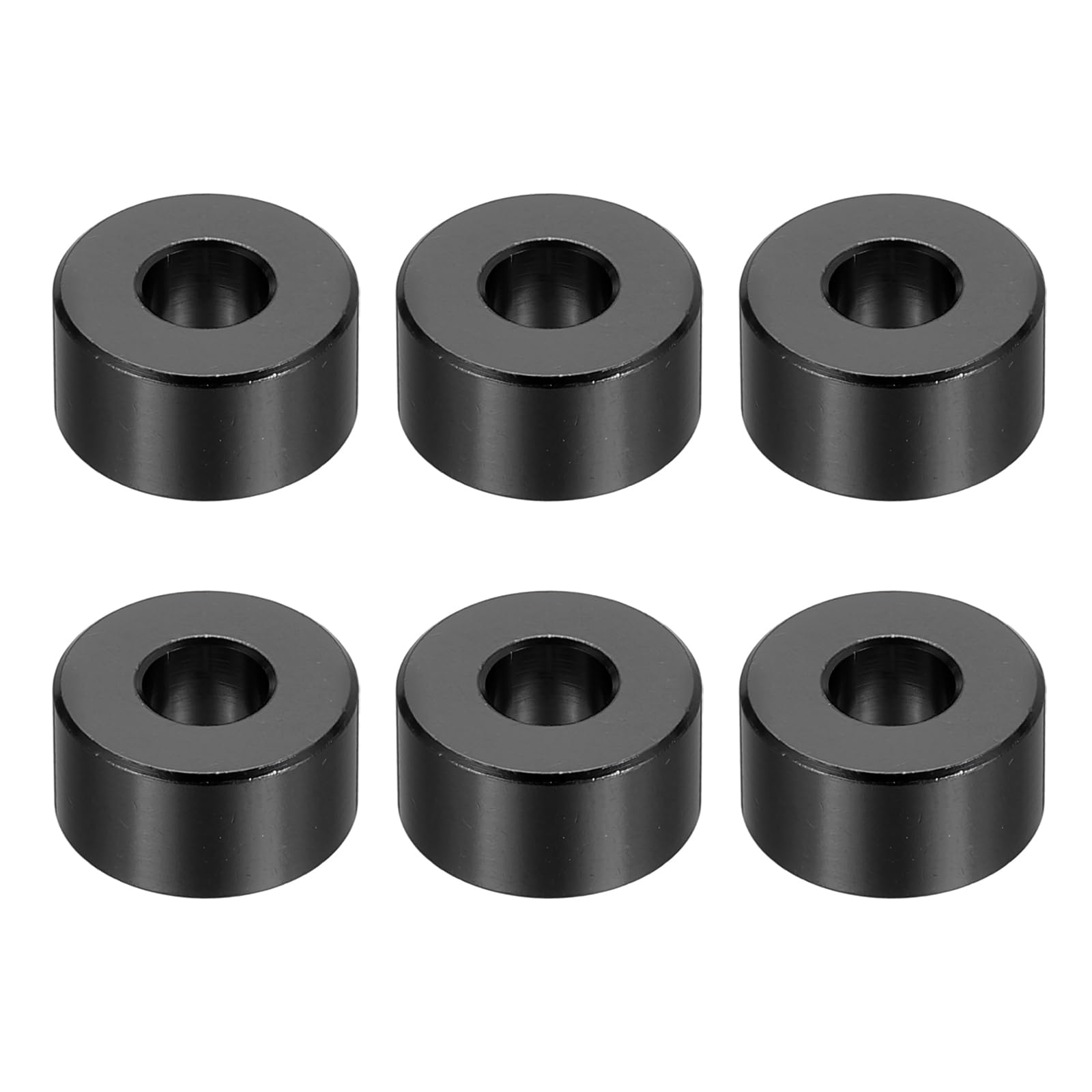 PATIKIL M6 Aluminum Spacers, 6 Pcs Metal Spacers Aluminum 6.2mm ID x 15mm OD x 8mm L Aluminum Spacer Screw Standoff Round for 1/4" or M6 Screw Bolts,Black