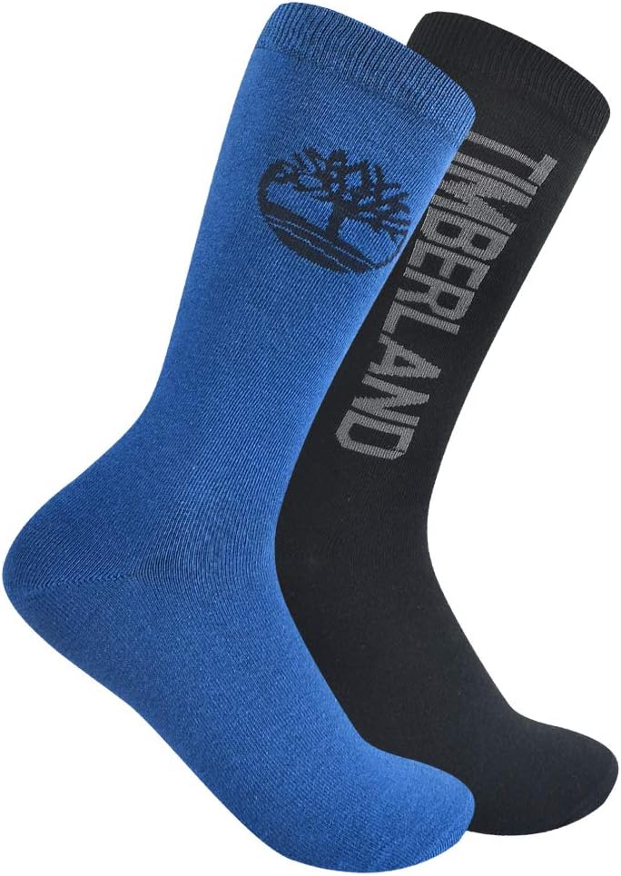 Timberland Men's 2Pack Fashion Crew Socks, Blue, One Size Amazon.sg