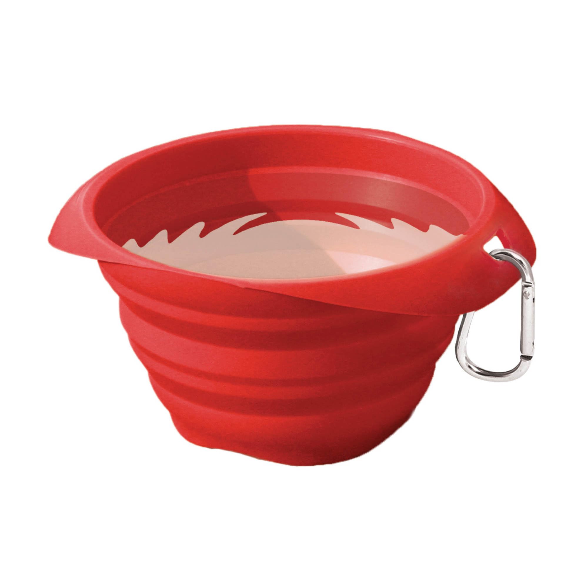 Kurgo Collaps-A-Bowl for Dogs - Collapsible Travel Dog Bowl for Outdoor Adventures - Food-Grade Silicone - Lightweight & Foldable - Includes Carabiner - Dishwasher Safe - BPA-Free - 24 oz - Red
