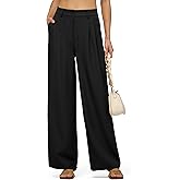 CHEERYAH Women's Work Pants Wide Leg Dress Pants Casual Slacks Office Pants High Waisted with Pockets 32" Black XL
