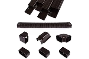 MOOITEK 4" 16.5Ft Mini Split PVC Line Set Cover Kit Decorative PVC Line Set Cover Kit for Central AC & Heat Pumps Systems Tubing Cover(16.5Ft,Brown)