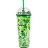 Silver Buffalo Shrek Swamp Beware Ogre Dome Glitter Top Travel Tumbler, 24 Ounces