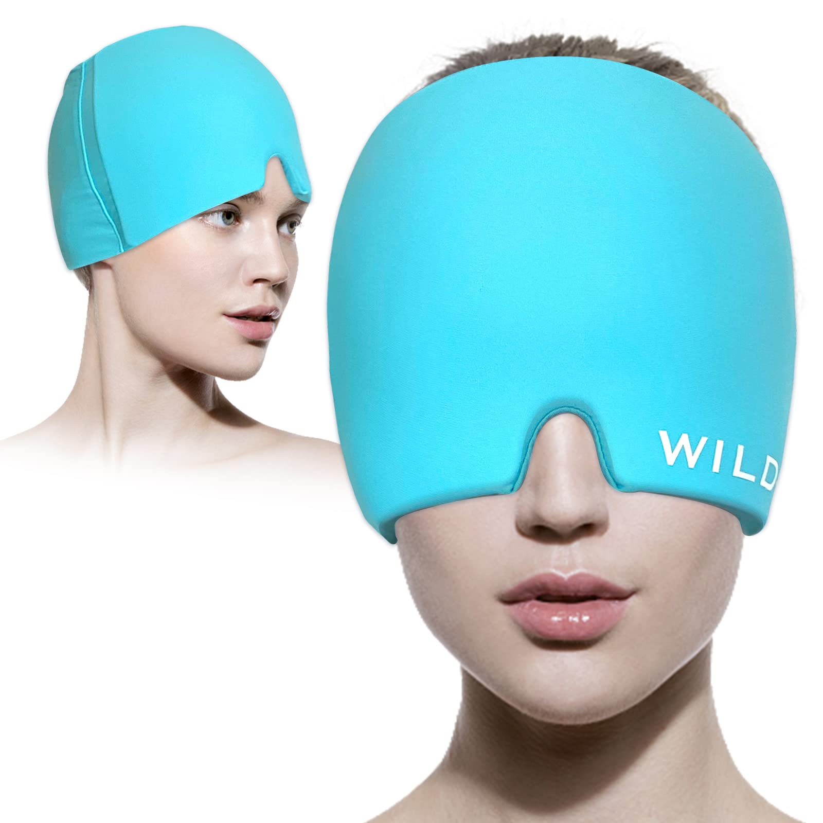 WILD+ Migraine Relief Cap, Gel Ice Cap Cold & Hot Therapy Headache Relief Hat Cold Cap Migraine Head wrap, Reusable Washable Pack Used for Sinusitis, Stress, Puffy Eyes-Blue