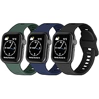 XFYELE Silicone Sport Band Compatible with Apple Watch Band 44mm 42mm 40mm 38mm, 3 Pack Soft Replacement Strap for…