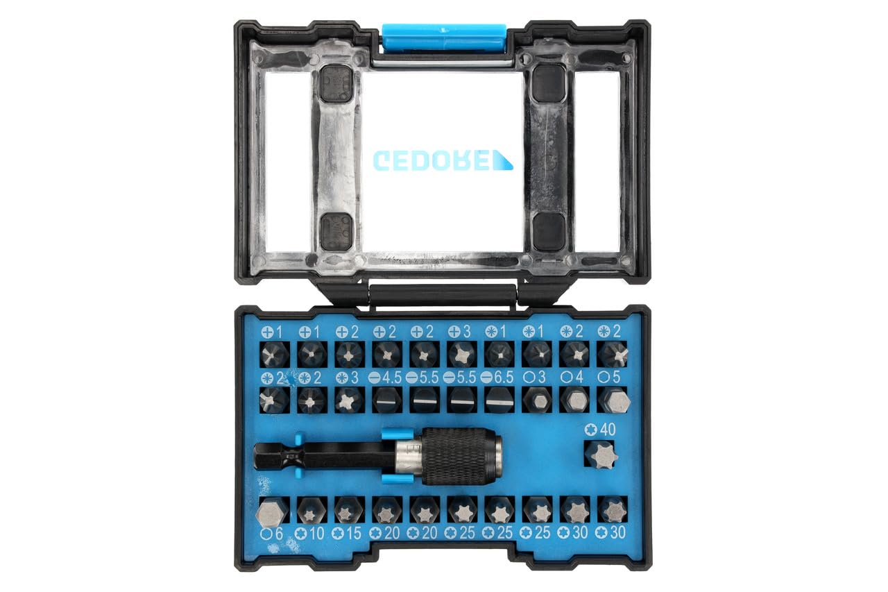 GEDORE Bit-Box Allround, 32-piece, Bit set with bit holder and screwdriver inserts, 1/4", 6.3 mm, Do-it-yourselfers, 666-032-A