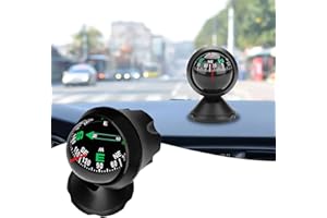 KUQUTIDY Car Compass Ball with Bottom Stick, Compass for Car Dashboard, Adjustible and Night Vision Car Digital Compass Dashboard for Find Direction, Car Dash Accessories for Boat Car Truck SUV
