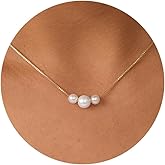 BSGRL Pearl Necklace for Women- 14K Gold-plated/White Gold-plated Dainty Pearl Necklace for Women