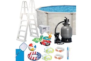 WaterThat 52" Boulder Easy-Build Steel Above Ground Swimming Pool, Complete Kit with Net and Family Pack (15' x 52")