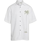 Bamboo Cay Men's Single Palm Embroidered Hawaiian Shirt