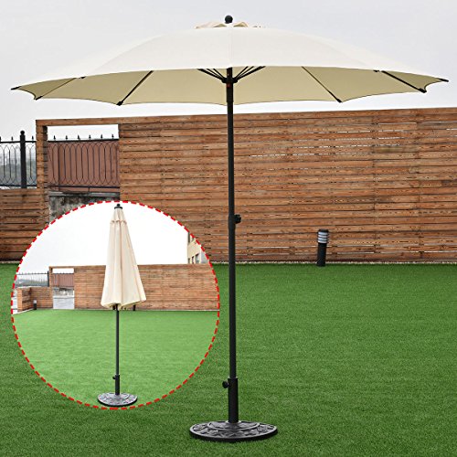 SKEMiDEX---8.2Ft Height Adjustable Outdoor Patio Umbrella Market Sun Shade Beech Beige New. Ideal For Commercial And Residential Use Height Adjustable Range From 5.2ft To 8.0ft