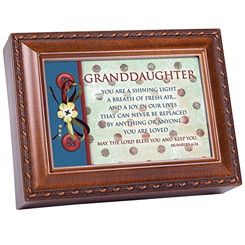 Cottage Garden Granddaughter Woodgrain Inspirational Traditional Music Box Plays Jesus Loves Me