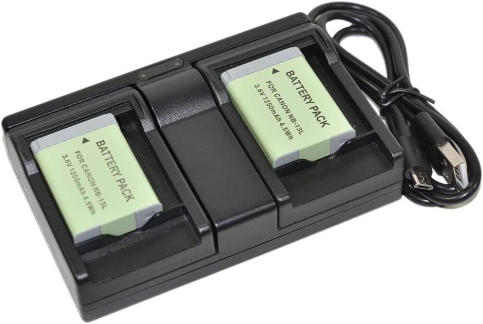BTBAI 2x NB-13L Camera Battery+Charger USB Dual for NB13L PowerShot G7X G9X G7 G9 X Mark II 2 SX620 SX720 HS G5X G5 X SX740 SX730 Digital k1a