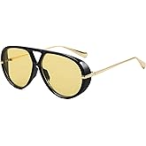 SevenColor Trendy Oversized Aviator Sunglasses for Women Men Retro Big Round Shield Sun Glasses Vintage Shades