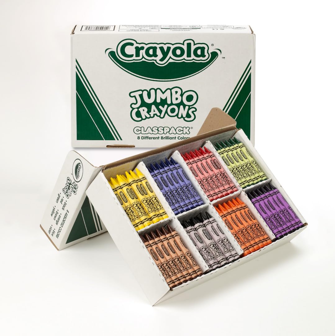 Crayola Jumbo Crayons Classpack (200ct), Large Toddler Crayons, Bulk School Supplies, Essential Preschool & Kindergarten Art Supplies for Teachers