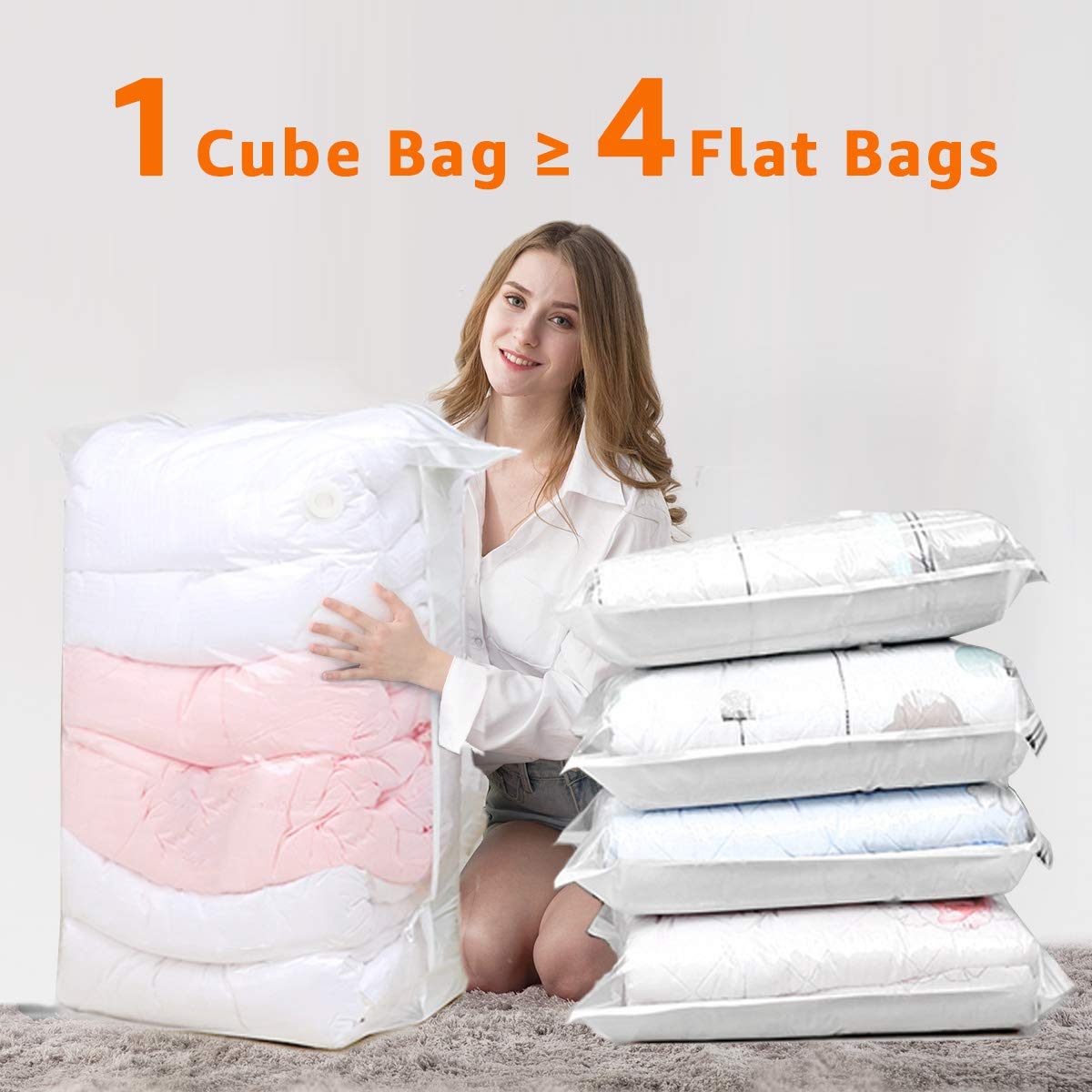 TAILI Vacuum Storage Bags 4 Pack Cube Jumbo 80x100x38cm For Duvets