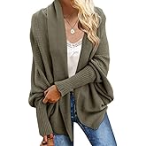 Imily Bela Women's Kimono Batwing Cable Knitted Slouchy Oversized Wrap Cardigan Sweater
