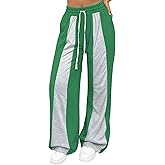 AWASIR Women's Tall Wide Leg Sweatpants Color Block Drawstring Loose Baggy Sweat Pants