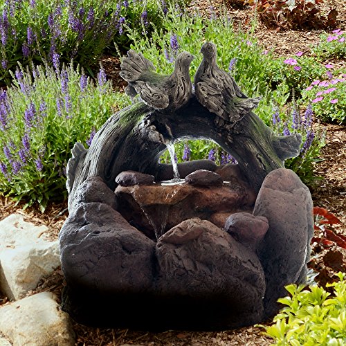 Outdoor Waterfall Fountain Soothing Water Fountains With LED Lights - Grey - Modern & Contemporary - Polyresin - Floor - Assembly Required
