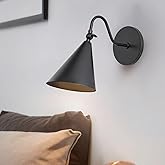 Pirxxiy Modern Soft Black Wall Sconces with Movable Metal Shape, Goose Neck Style Metal Bedside Lamp Wall Light Fixture, Room
