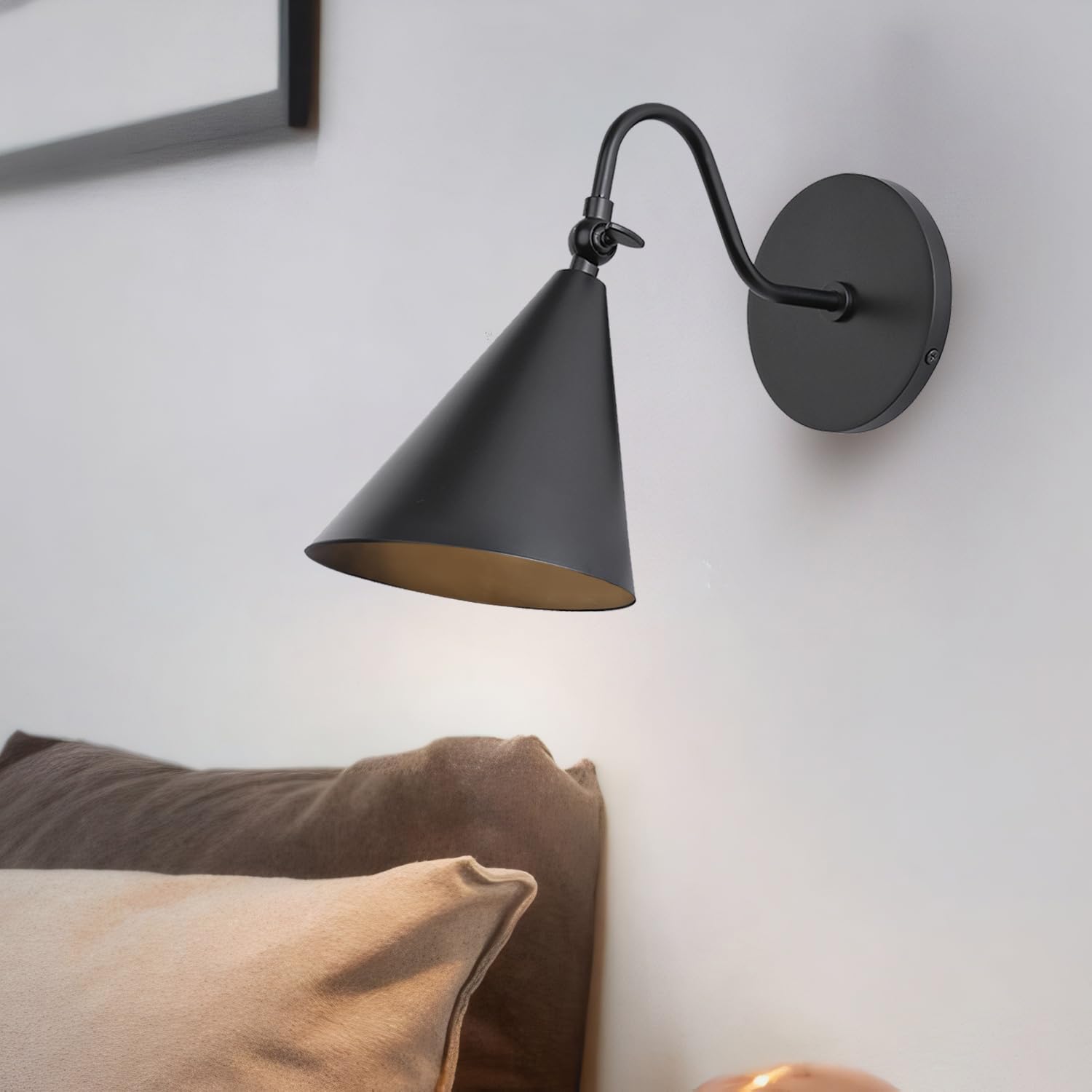 Photo 1 of Pirxxiy Modern Soft Black Wall Sconces with Movable Metal Shape, Goose Neck Style Metal Bedside Lamp Wall Light Fixture, Room Decor Picture Light, Bedroom Decor Reading Light, Wall lamp for Bathroom