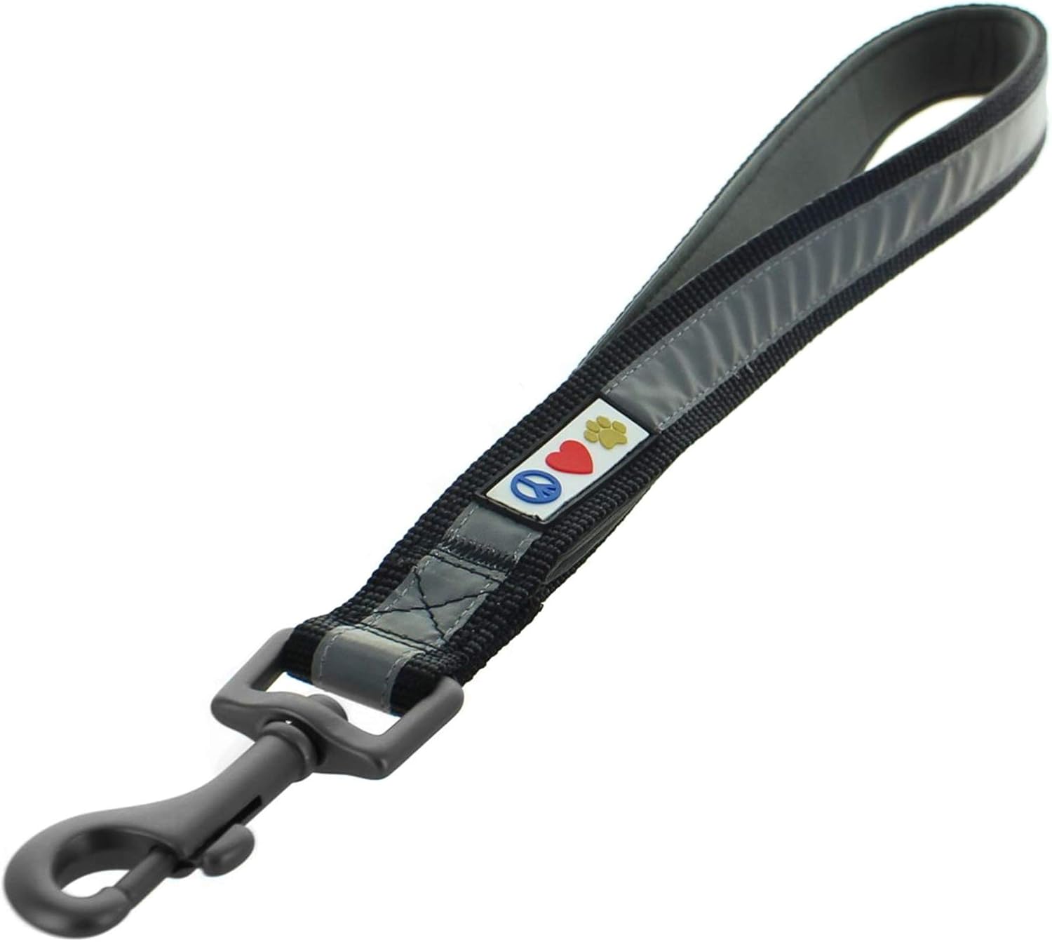 PAWTITAS Nylon Webbing Short Lead Pet Training with Neoprene Padded Handle | Reflective Short Dog Lead for Training Medium Large & Extra Large Dogs | Nylon dog lead - Black Dog Lead : 30 cm Length