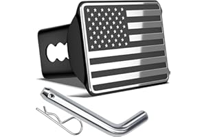 OGYE Heavy American Flag Metal Trailer Hitch Cover for 2 Inch Receivers (with Trailer Hitch Pin & Clip),Chrome