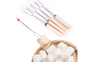5 Pack 32" Marshmallow Barbecue Forks Kit - for Cotton Candy Hot Dog Campfire Cooking Equipment, Camping Essentials Gear Outd