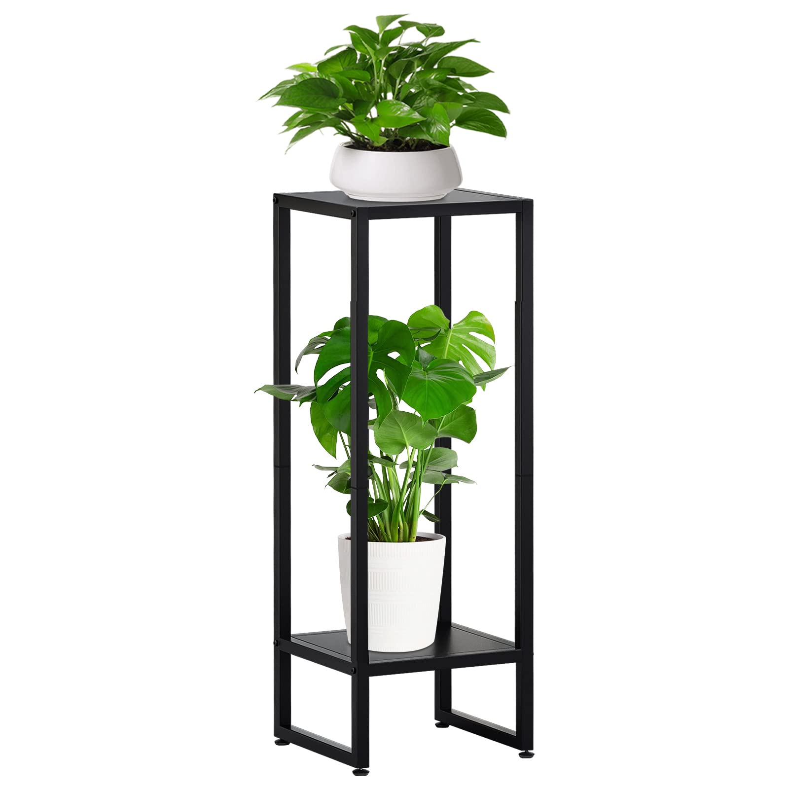 Photo 1 of 37.4" Tall Plant Stands Indoor, Plant Stand indoor Tall ,Plant Pedestal stand,Black Metal Plant Stands Indoor, 2- Tier Modern Corner Plant Stand Rack Shelves , Square Plant Tables for Corner Living