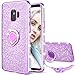 Maxdara Galaxy S9 Case, Galaxy S9 Glitter Sparkle Cute Women Girls Case Bling Shiny Diamond Rhinestone Ring Holder Stand Kickstand TPU Bumper Case Cover for Samsung Galaxy S9 5.8 inches (Purple)