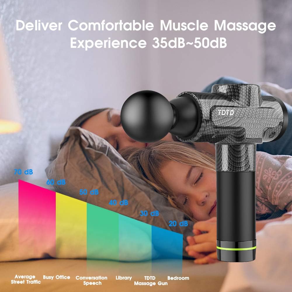 Muscle Massage Gun, TDTD Deep Tissue Percussion Massager with 20 Speeds Handheld Electric Back Massage for Neck Pain Relief, 6 Heads Included: Health & Personal Care