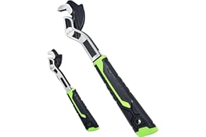 Der Erwachte Multi-function Adjustable Pipe Wrench Set, 2-Piece, Quick Self-Adjusting, Power Grip for 7-35mm Nuts, Pipes Use，Chromium Vanadium Steel