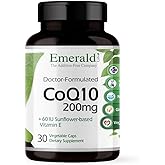 EMERALD LABS CoQ10 200mg - Premium Wellness Supplement with Natural Vitamin E - Supports Antioxidant, Circulation, Energy & Heart Health - 30 Capsules (30-Day Supply)