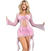 SHENHE Women's Y2k Skirt Sets 2 Piece Outfits Crop Top and Low Rise Ruffle Layered Mini Skirt Set