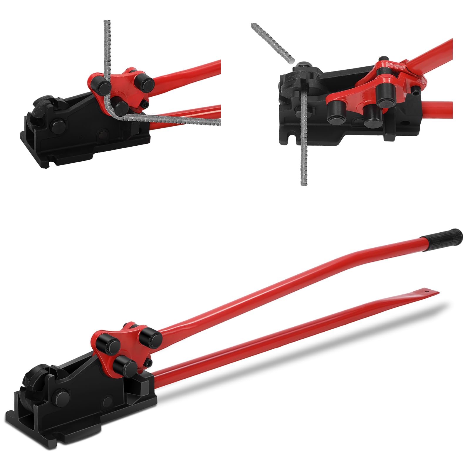 Photo 1 of Threlaco Rebar Bender & Cutter 2 in 1 Rod Bender Metal Bending Tool Manual Effortlessly Cut and Bend Rebar up to 5/8" Bending Machine, Red