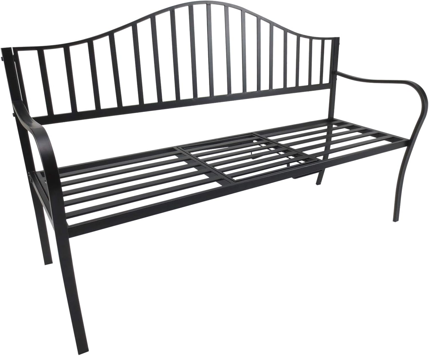 Outsunny Outdoor Metal Frame 2 Seater Bench Patio Park Garden Seating Chair with Foldable Middle Table, Black, Two Seats - Image 5