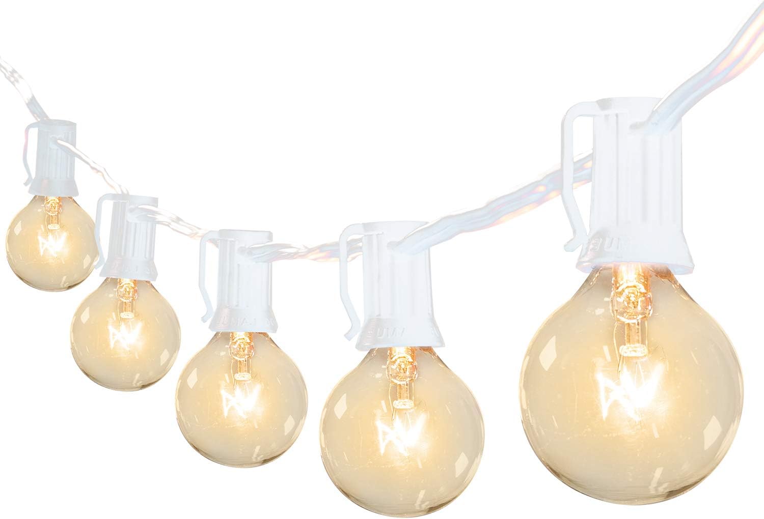 Brightown 50Ft G40 Outdoor Patio String Light-Connectable Globe Lights with 52 Clear Bulbs(2 Spare), UL Listed Backyard Lights for Indoor Commercial Decor, 50 Hanging Sockets, E12 Base, 5W Bulb, Black - - 