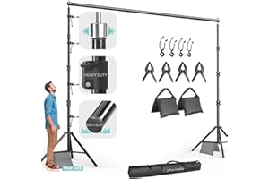 JS JULIUS STUDIO Julius Studio [Enhanced Heavy Duty] 10 x 10 ft. (W x H) Adjustable Backdrop Stand Background Support, New Metal Cap Design, Strong No Shaking No Bending, Upgraded Joints, Photography Studio, JSAG660
